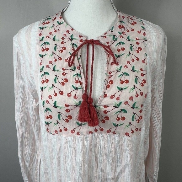 J. By J. Crew Cherry Pink Stripe Dress Cover-up Size S Gauze Cotton - Picture 2 of 13